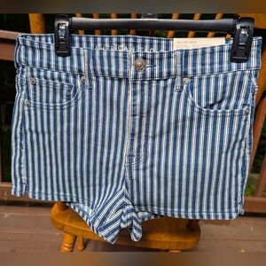 American Eagle Outfitters Blue Striped Women's Shorts Next Level Stretch